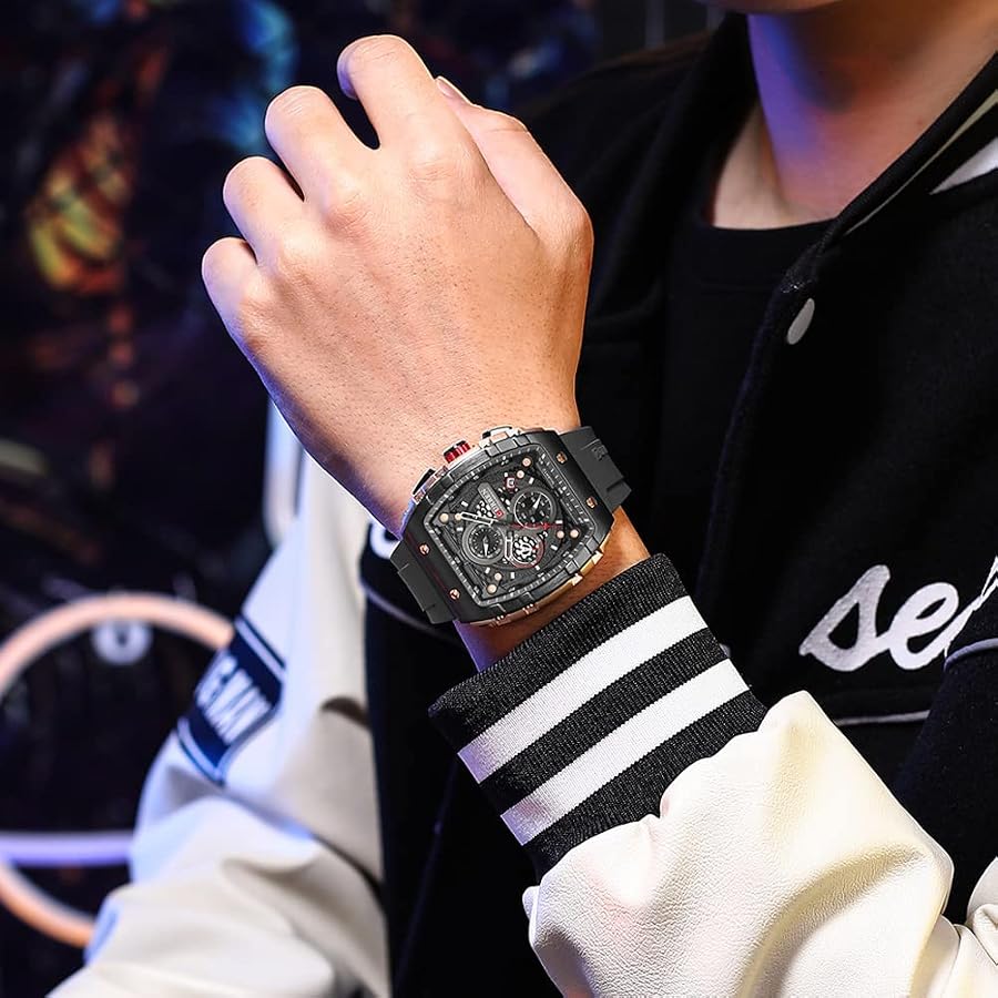 Men's waterproof chronograph watch with silicone strap, 8442