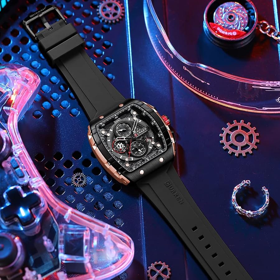 Men's waterproof chronograph watch with silicone strap, 8442