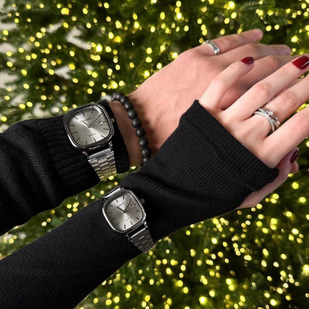 casio couple watches silver