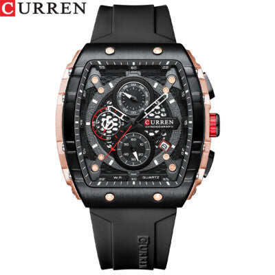 Men's waterproof chronograph watch with silicone strap, 8442