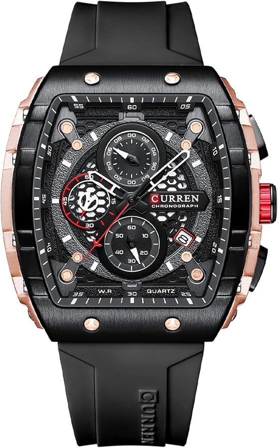 Men's waterproof chronograph watch with silicone strap, 8442