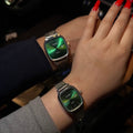 casio couple watches silver and green