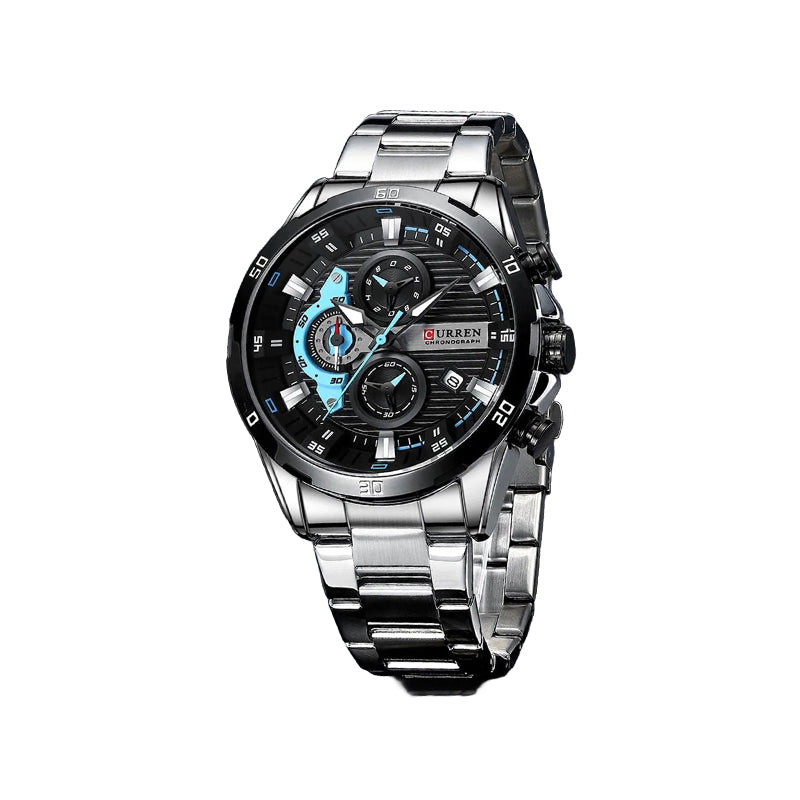Curren 8402 Chronograph Men’s Watch–Silver Black