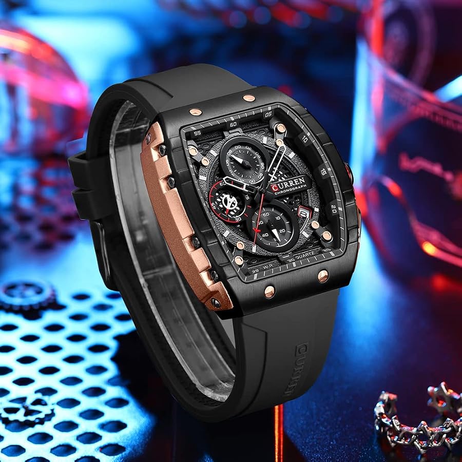 Men's waterproof chronograph watch with silicone strap, 8442