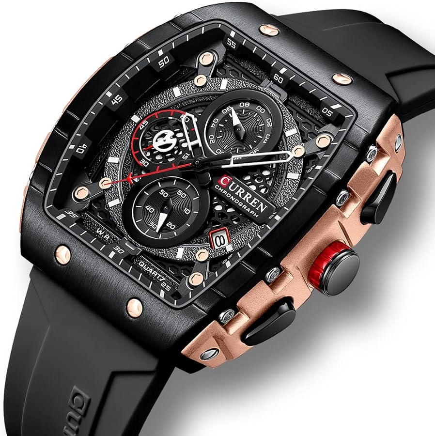 Men's waterproof chronograph watch with silicone strap, 8442