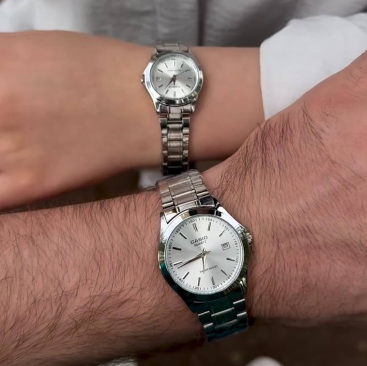 casio couple watches silver