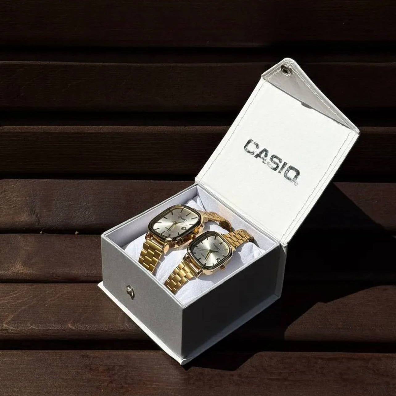 casio couple watches gold and white