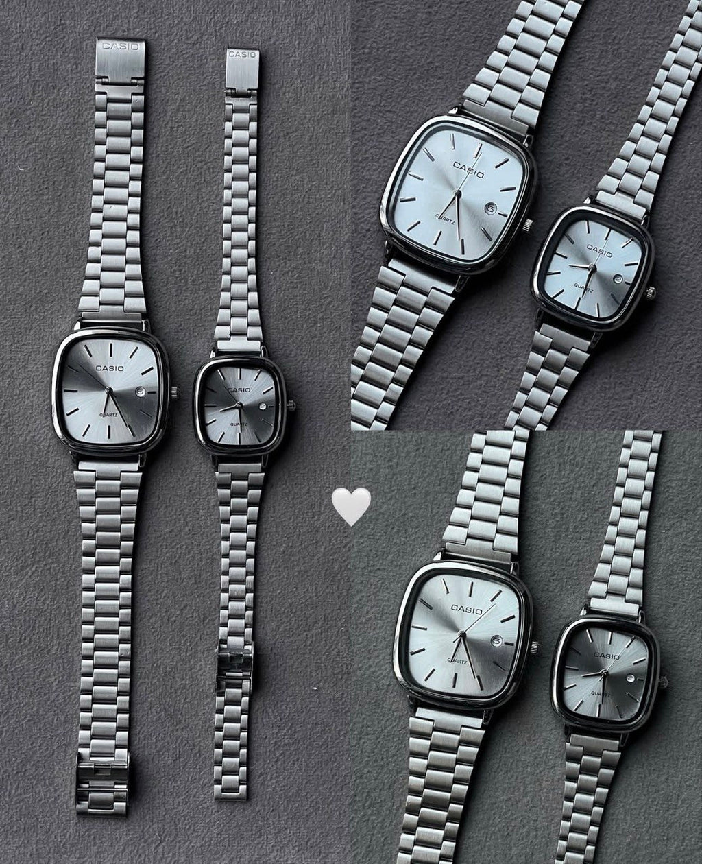 casio couple watches silver