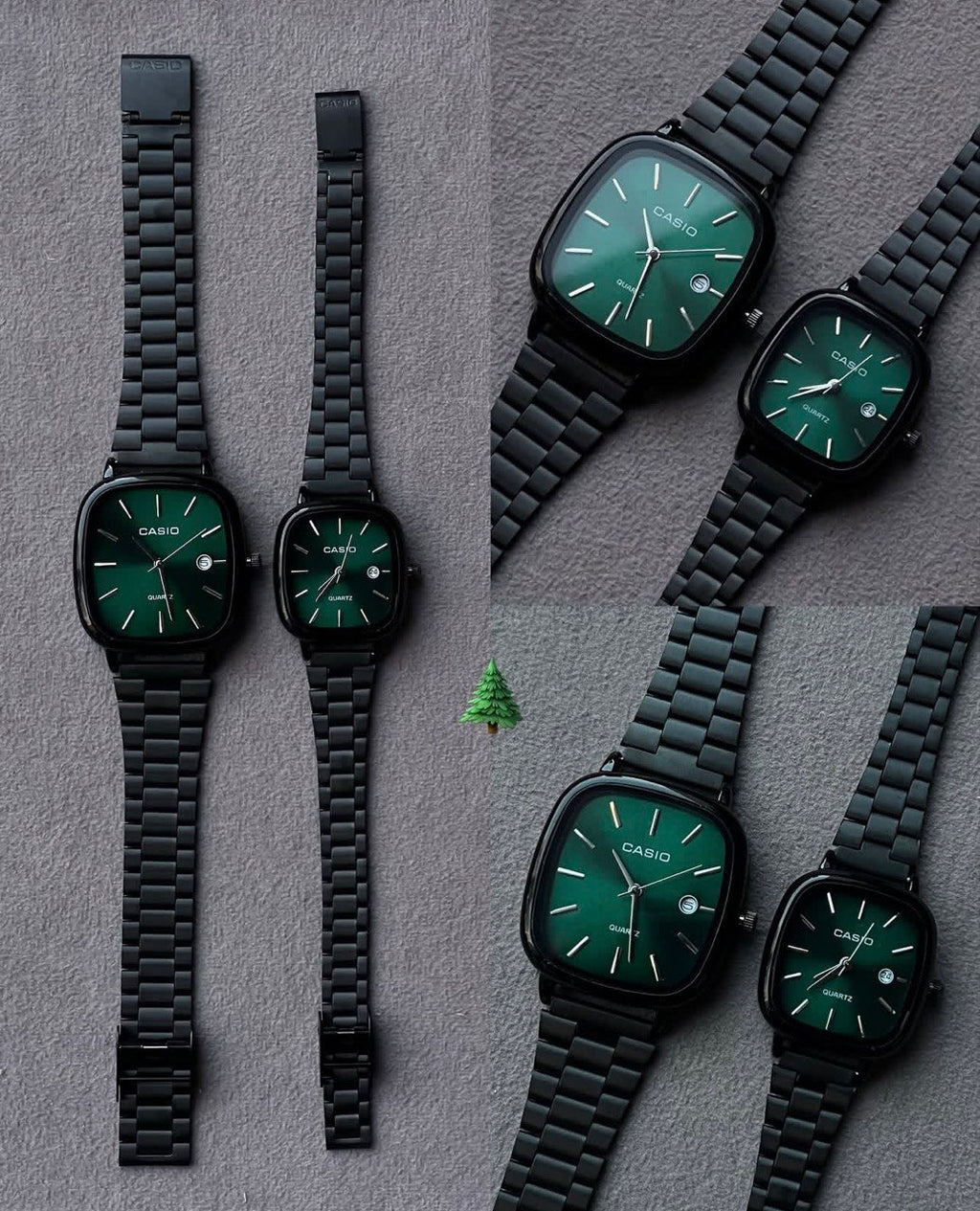 casio couple watches black and green